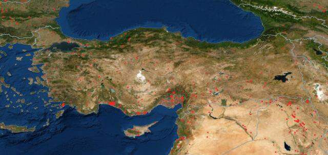 NASA yangın haritası! Türkiye yangın haritası açıklandı mı? NASA yangınların harita üzerinden görünümünü paylaştı mı?