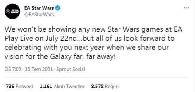EA Play 2021'de yeni Star Wars oyunu gösterilmeyecek!