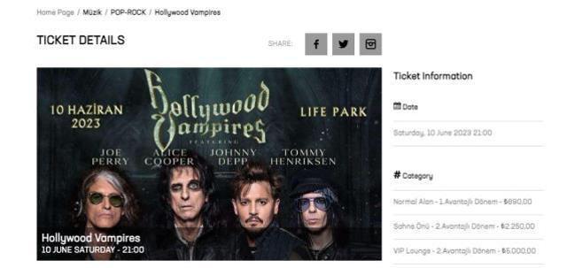 Johnny Deep'in Türkiye konserinin fiyatı ne kadar? Johnny Deep İstanbul konseri fiyatları!