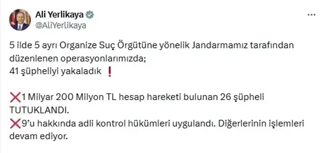 5 ilde organize suç örgütüne operasyon! 1,2 milyar TL'lik hesap hareketi şoke etti