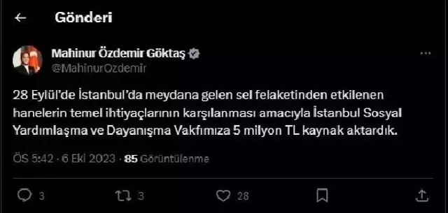 AİLE ve Sosyal Hizmetler Bakanı İstanbul'da sel felaketinden etkilenen ailelere 5 milyon TL kaynak aktardı