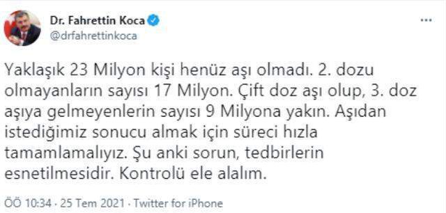 Son Dakika! Sağlık Bakanı Koca: Aşılama sürecini hızlandırmalıyız, şu anki sorun tedbirlerin esnetilmesi