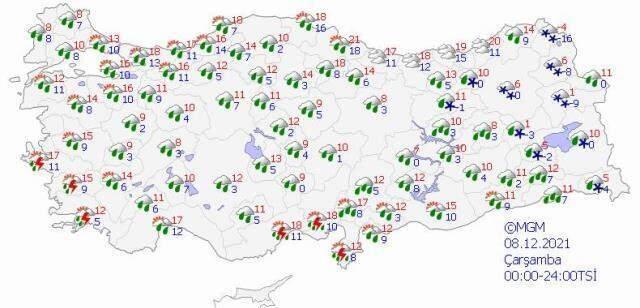 Meteoroloji'nin 8 Aralık tarihli raporu ortaya çıktı! 3 bölge için yoğun kar yağışı uyarısı