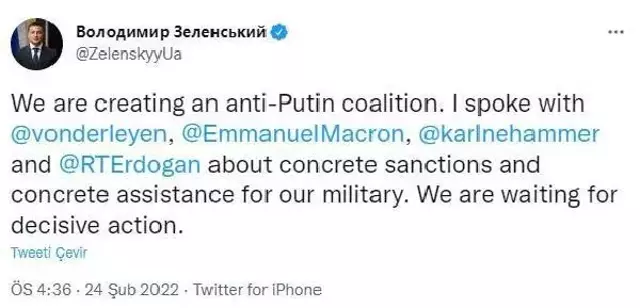 Zelenski, Anti-Putin koalisyonu duyurdu! Aralarında Cumhurbaşkanı Erdoğan da var