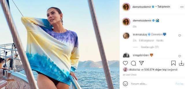 Oyuncu Demet Özdemir, teknede mini elbiseli pozlarını paylaştı, ilk yorum sevgilisi Oğuzhan Koç'tan geldi