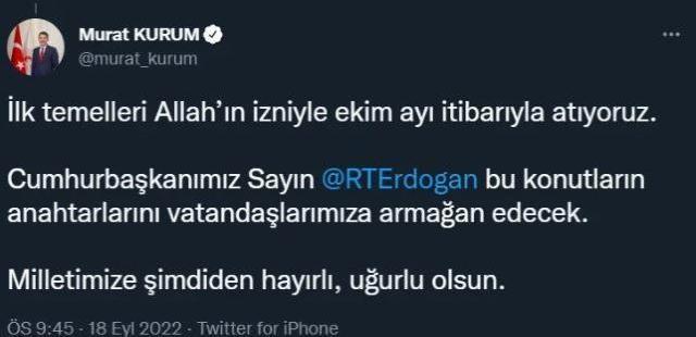 Cumhurbaşkanı Erdoğan talimatı vermişti, TOKİ'de temelin atılacağı tarih belli oldu