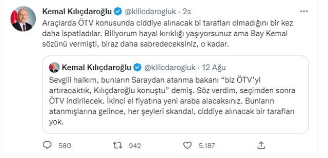 Kemal Kılıçdaroğlu'ndan 'Ötv' Açıklaması: 'Biliyorum Hayal Kırıklığı Yaşıyorsunuz Ama Bay Kemal Sözünü Vermişti, Biraz Daha Sabredeceksiniz, O Kadar'