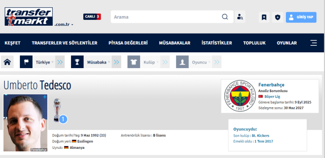 İsim benzerliği taraftarı şoke etti! Tedesco'ya PFDK'dan ceza