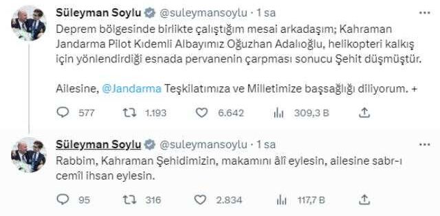 Jandarma Pilot Kıdemli Albay Oğuzhan Adalıoğlu helikopteri yönlendirirken kanat çarpması sonucu şehit oldu