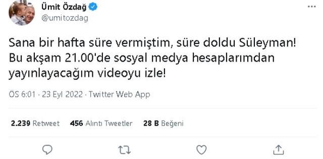 Ümit Özdağ'ın saat 21:00'da yayınlayacağı video nedir? 23 Eylül Cuma Ümit Özdağ'ın paylaşımı ne, açıklaması ne, ne videosu paylaşacak, nasıl izlenir?