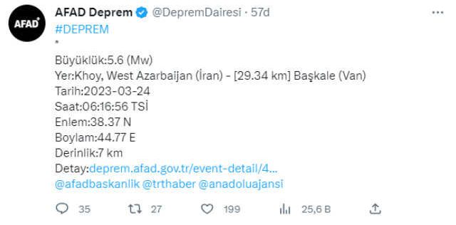 Son Dakika: İran'da 5.6 büyüklüğünde deprem! Sarsıntı Türkiye ve Azerbaycan'da da hissedildi