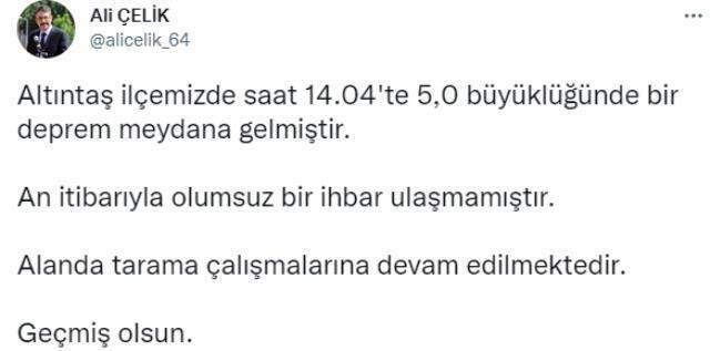 Son Dakika! Kütahya'da 5 büyüklüğünde deprem