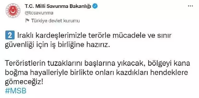 MSB: Saldırıyı gerçekleştirenlerden diğer teröristler gibi hesap sorulacaktır