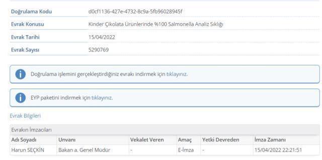 Tarım ve Orman Bakanlığı'nın Kinder ürünlerinde salmonella analizi sıklığını yüzde 100'e çıkardığı iddiası
