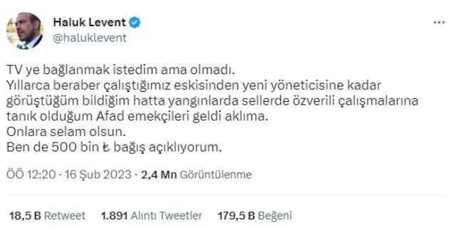 Haluk Levent bağış yaptı mı? Türkiye Tek Yürek kampanyasında Haluk Levent kaç TL bağış yaptı?