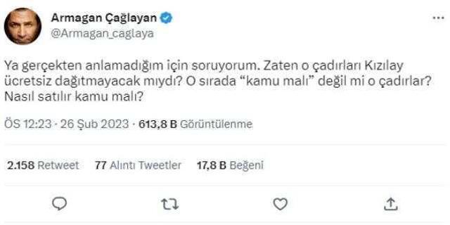 Kızılay'ın Ahbap'a çadır satmasına ünlü isimlerden tepki geldi