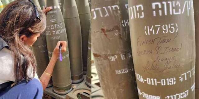 ABD'nin eski BM Temsilcisi Nikki Haley İsrail'de top mermisine 'Bitirin onları' yazdı