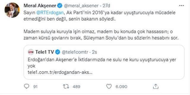 Cumhurbaşkanı Erdoğan, 'Burada bunu söylemek istemezdim' diyerek Akşener'in uyuşturucuyla mücadeleyle ilgili sözlerine yanıt verdi