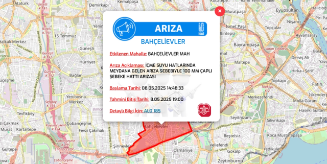 İstanbul BAHÇELİEVLER su kesintisi! 8-9 Mayıs İSKİ Bahçelievler su kesintisi ne zaman bitecek, sular ne zaman gelecek?