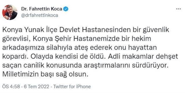 Son Dakika: Konya Şehir Hastanesi'nde silahlı saldırı! Doktoru öldüren şahıs intihar etti