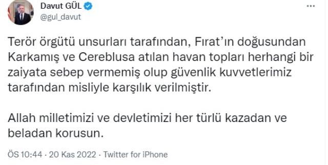 Gaziantep'in Karkamış ilçesine PKK'lı teröristler 4 roket attı