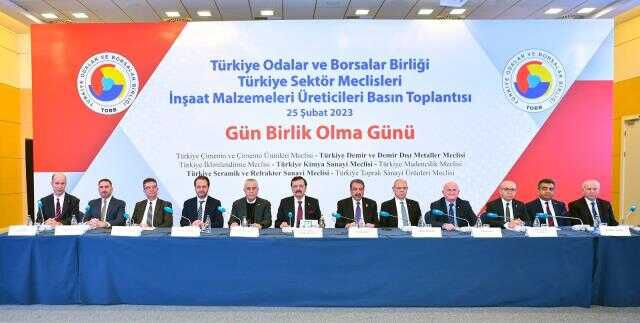 TOBB Başkanı Hisarcıklıoğlu: 'Deprem bölgesinde yapılacak konutlarda inşaat malzemeleri için fiyat sabitlenecek'