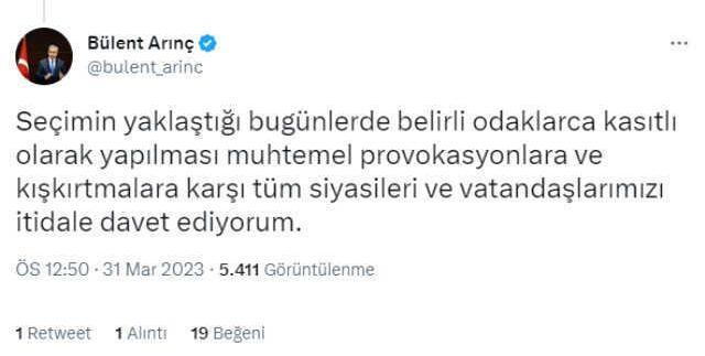 İYİ Parti binasına düzenlenen saldırı sonrası Arınç'tan dikkat çeken provokasyon uyarısı
