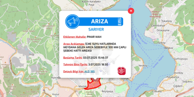 İstanbul SARIYER su kesintisi! 3-4 Temmuz İSKİ Sarıyer su kesintisi ne zaman bitecek, sular ne zaman gelecek?