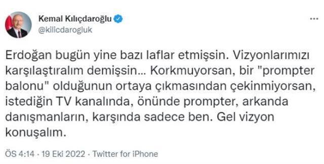 Cumhurbaşkanı Erdoğan'ın 'Yüreğin varsa seçimlerde karşıma çık' çağrısına Kılıçdaroğlu'ndan yanıt