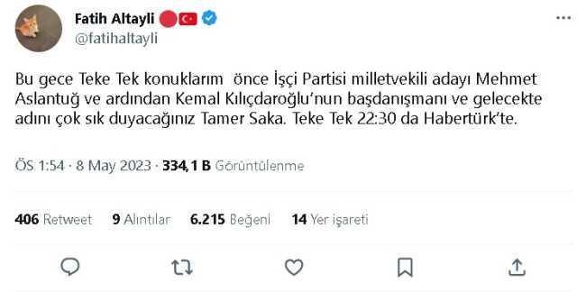 Bu hafta Teke Tek konukları kimler? 8 Mayıs 2023 Fatih Altaylı ile Teke Tek bu haftanın konukları kimlerdir?