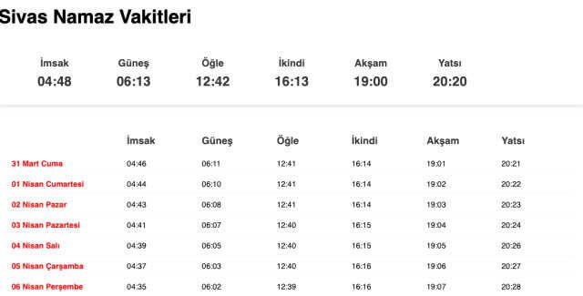 Samsun, Ordu, Sivas akşam ezanı saat kaçta? 30 Mart Samsun, Sivas, Ordu ezan vakitleri! Samsun, Sivas, Ordu iftar ne zaman?