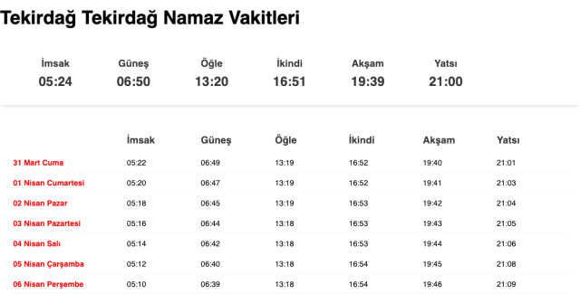 Tekirdağ, Sakarya, Yalova sahur ne zaman, saat kaçta? 31 Mart Tekirdağ, Sakarya, Yalova imsak vakti! Tekirdağ, Sakarya, Yalova sabah ezanı saat kaçta?