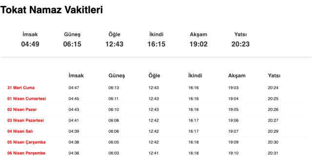 Tokat, Tunceli, Uşak akşam ezanı saat kaçta? 31 Mart Tokat, Tunceli, Uşak ezan vakitleri! Tokat, Tunceli, Uşak iftar ne zaman?