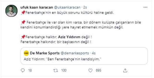 Bugün sosyal medyanın zirvesine çıkan Aziz Yıldırım'ın sözlerine tepki yağdı