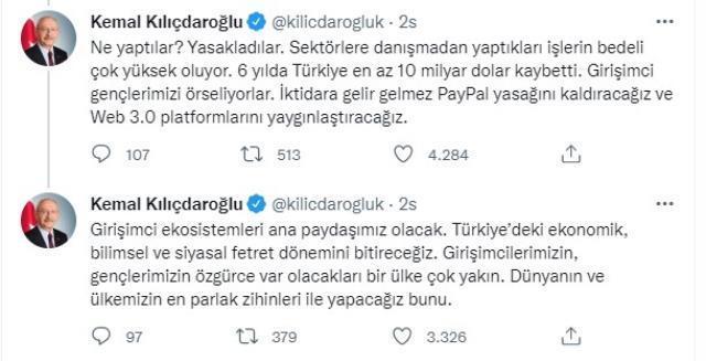 Kılıçdaroğlu, iktidara gelir gelmez yapacağı icraatı paylaştı: PayPal yasağını kaldıracağım