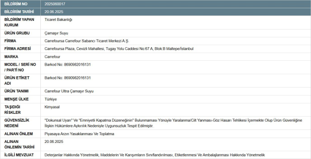 Talimat bakanlıktan! Dev market zincirinin çamaşır suyu toplatılıyor