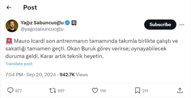 Icardi iyileşti mi, sakatlığı geçti mi? Fenerbahçe Galatasaray derbide oynayabilecek mi?