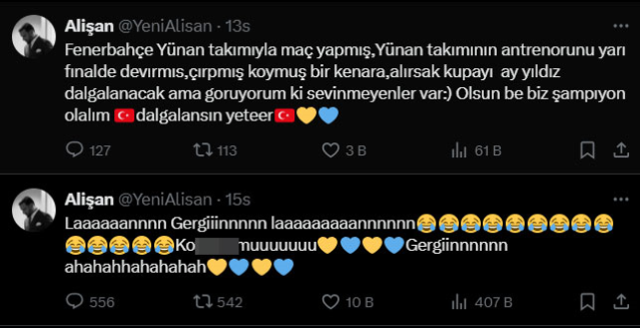 Maç biter bitmez telefona sarıldı! Fenerbahçeli Alişan'dan Ergin Ataman'a olay tweet