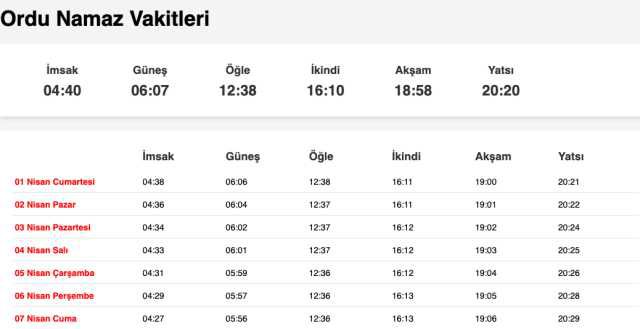 Samsun, Ordu, Sivas akşam ezanı saat kaçta? 31 Mart Samsun, Sivas, Ordu ezan vakitleri! Samsun, Sivas, Ordu iftar ne zaman?