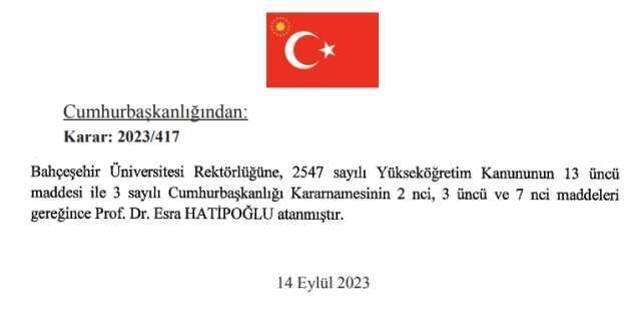 Bahçeşehir Üniversitesi yeni Prof. Dr. Rektörü Esra Hatipoğlu kimdir?