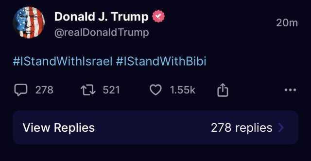 Trump, sosyal medya hesabından İsrail'e ve Netanyahu'ya desteğini gösterdi