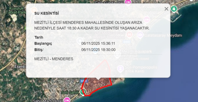 Mersin su kesintisi! 6 Kasım 2025 bugün Mersin'de sular ne zaman gelecek?