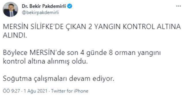 Son Dakika: Mersin Silifke ilçesinde çıkan 2 yangın kontrol altına alındı