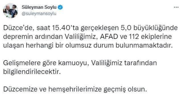 Son Dakika: Düzce'de 5 şiddetinde deprem! Sarsıntı İstanbul'da da hissedildi