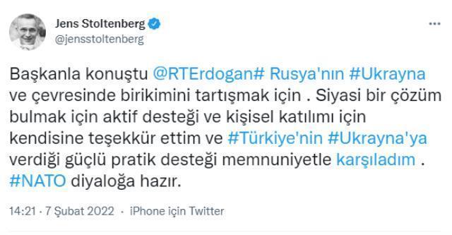 NATO'dan Cumhurbaşkanı Erdoğan'a Ukrayna teşekkürü