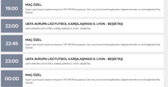 TRT Spor yayın akışı 24 Ekim Perşembe! Bu akşam hangi maçlar var?