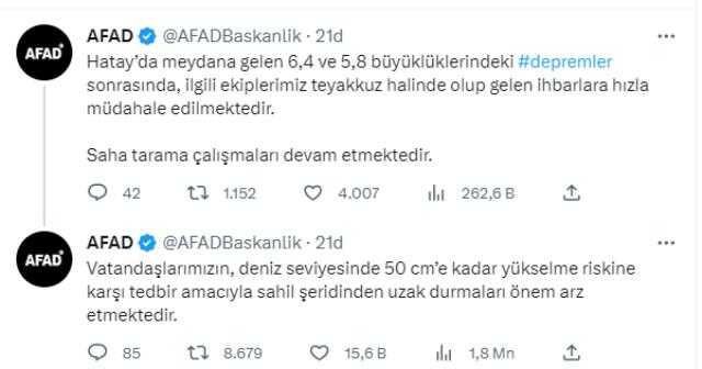 Son Dakika: Hatay'daki depremler sonrası AFAD'dan kritik uyarı: Sahil şeridinden uzak duralım