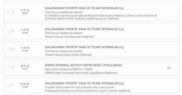 Galatasaray KAP bildirimi! SON BİLDİRİMLER! Galatasaray KAP transfer açıklaması nedir?