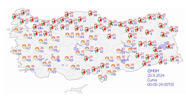 HAVA DURUMU (20 EYLÜL) Bugün hava nasıl olacak? İstanbul, İzmir, Ankara, Bursa, Kayseri, Diyarbakır hava durumu!