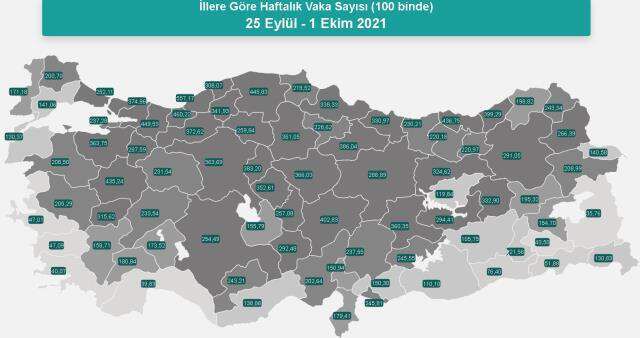 İl il koronavirüs vaka sayıları kaçtır? 25 Eylül-1 Ekim İl il güncel koronavirüs risk haritası ve haftalık vaka sayıları açıklandı mı?